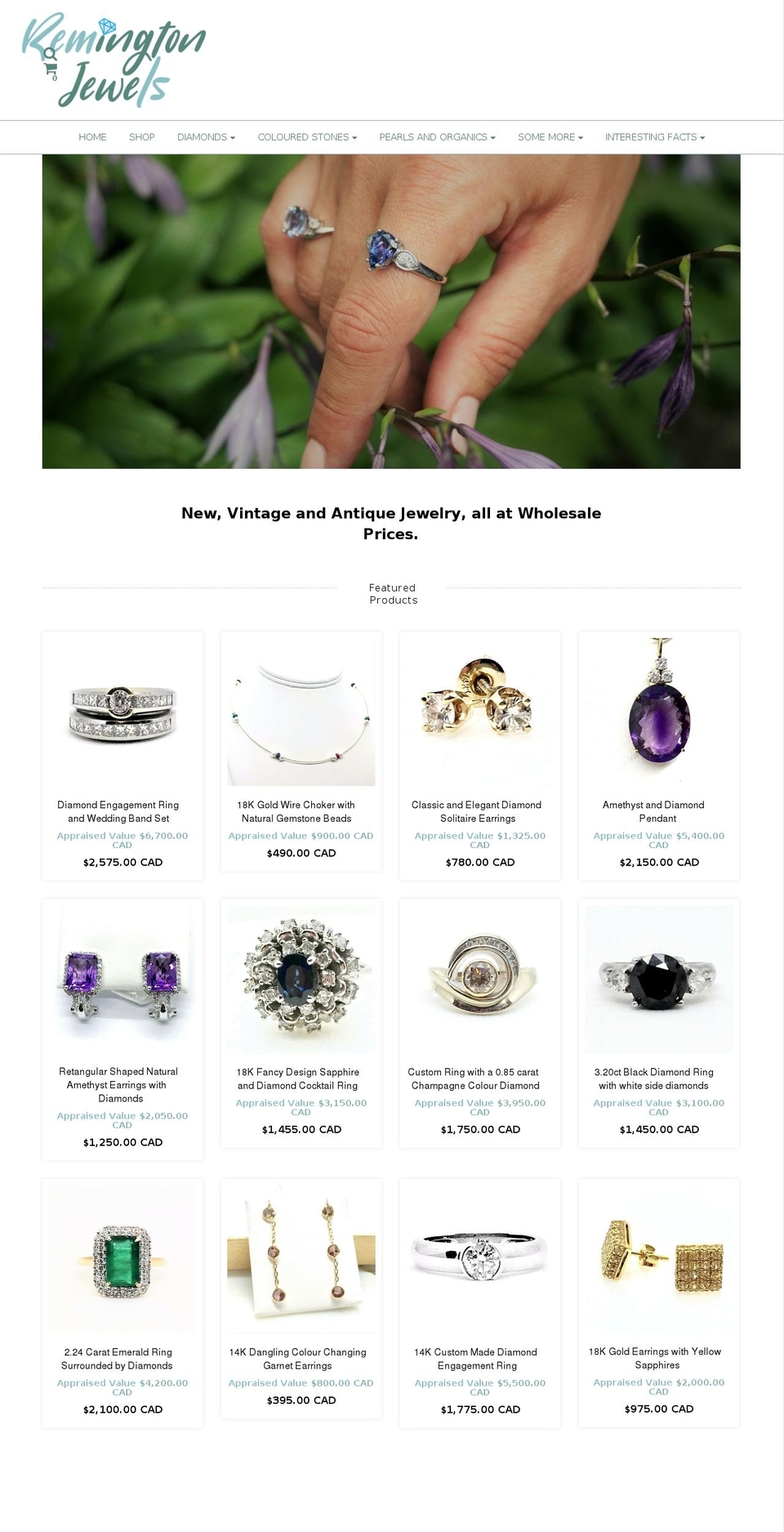 remingtonjewels.com — Shopify storefront screenshot