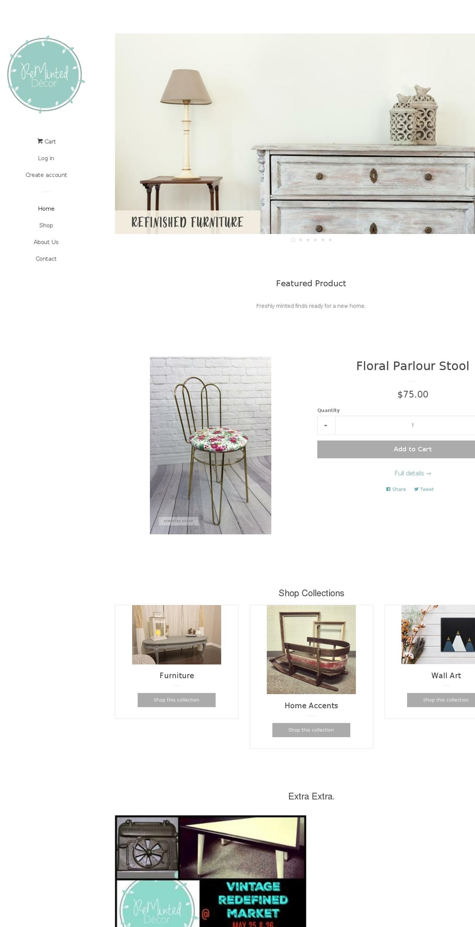 reminteddecor.com — Shopify storefront screenshot