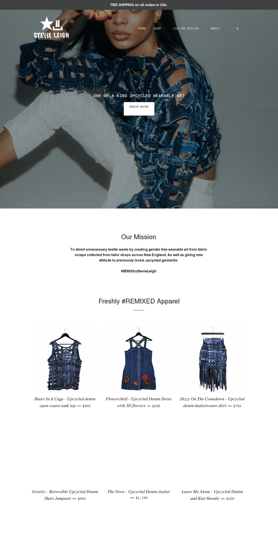 remixbystevieleigh.com shopify website screenshot