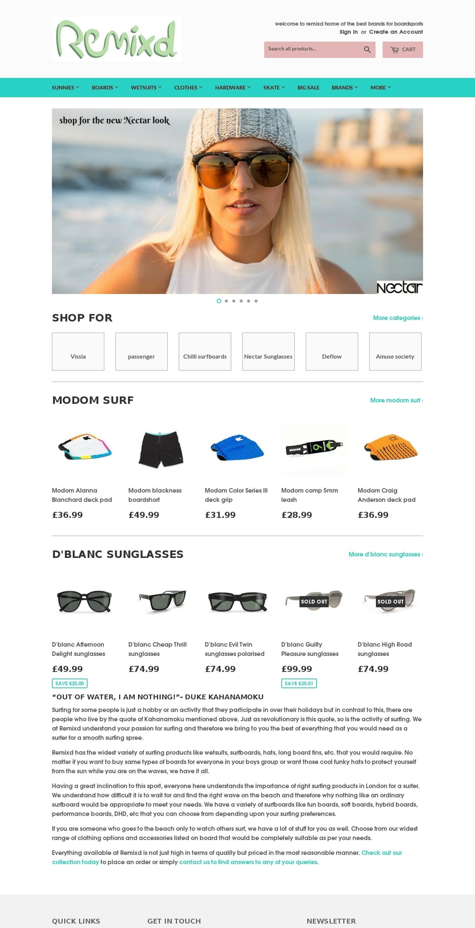 Avone Shopify theme site example remixd.co.uk