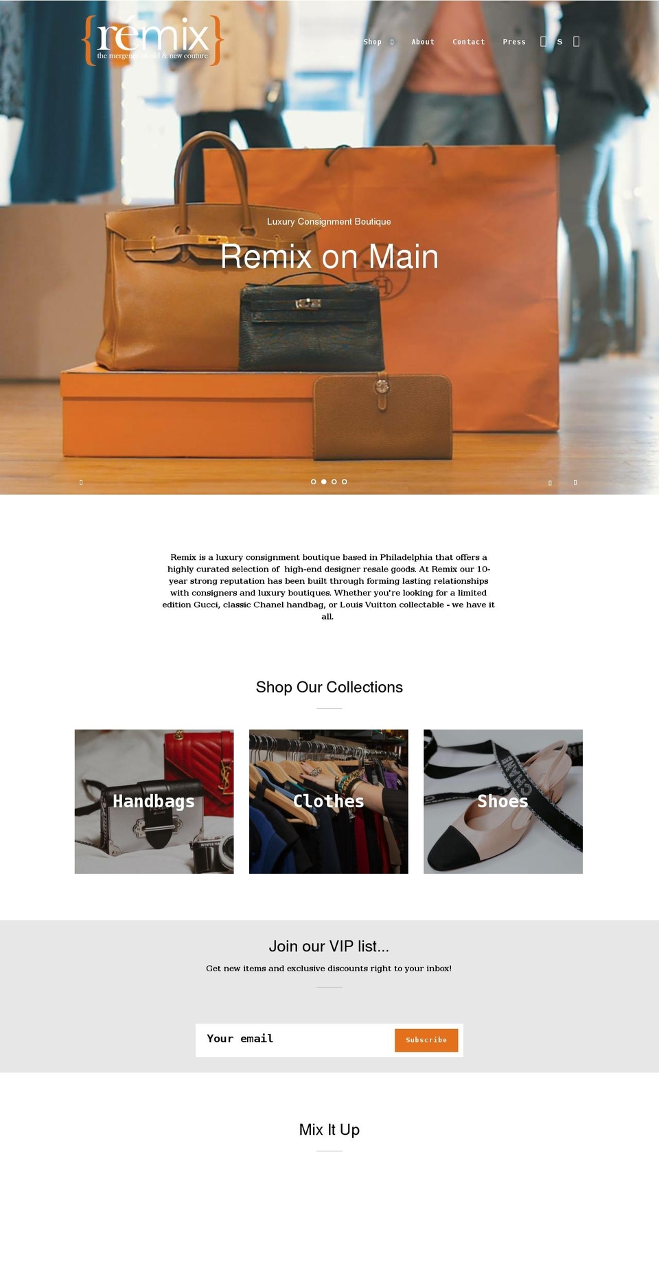 remixonmain.com shopify website screenshot