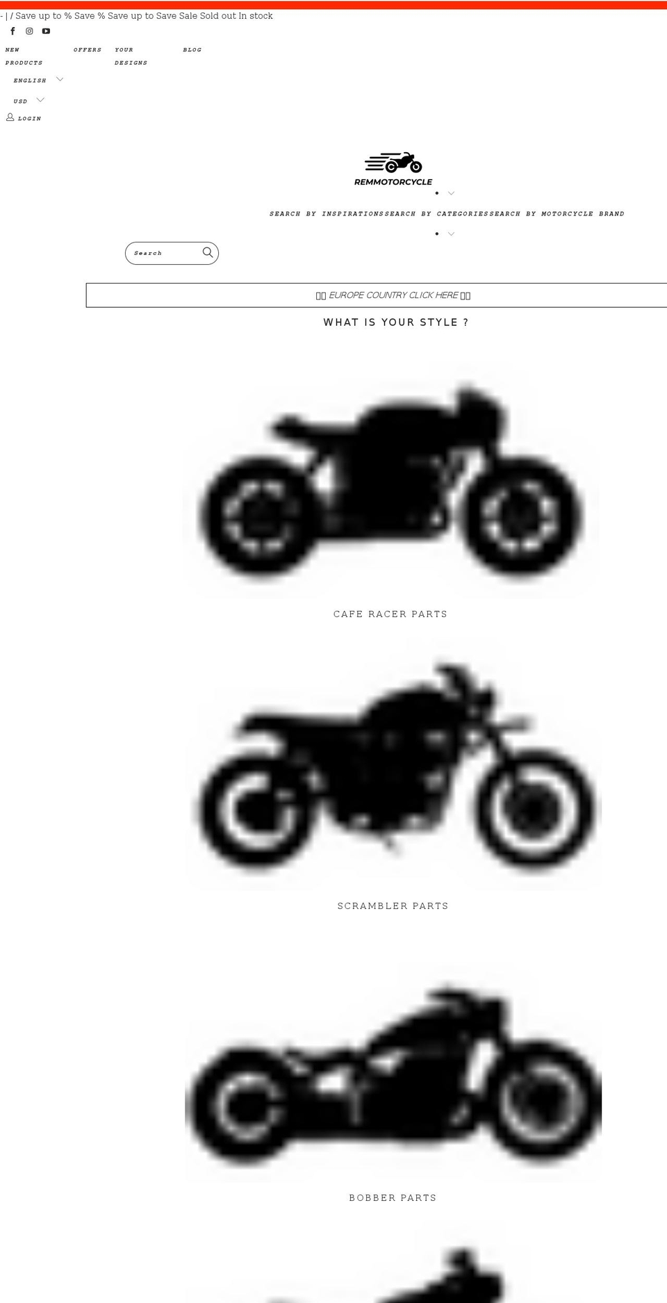 remmotorcycle.co shopify website screenshot