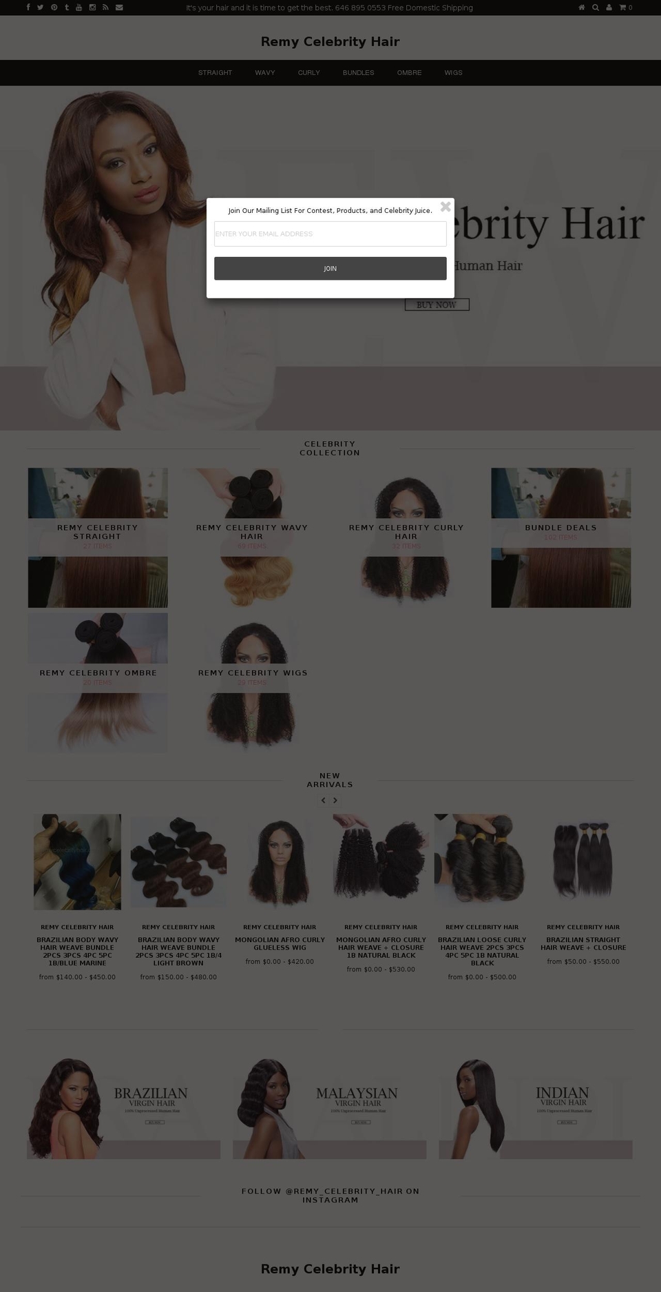 remycelebrityhair.com shopify website screenshot