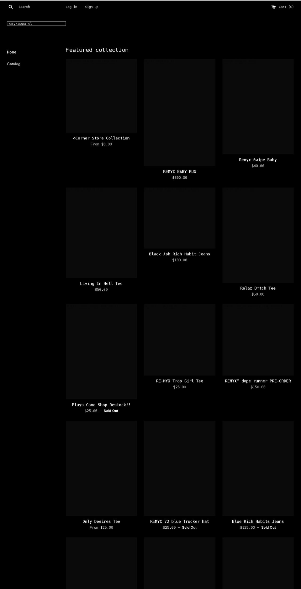 remyxapparel.com shopify website screenshot