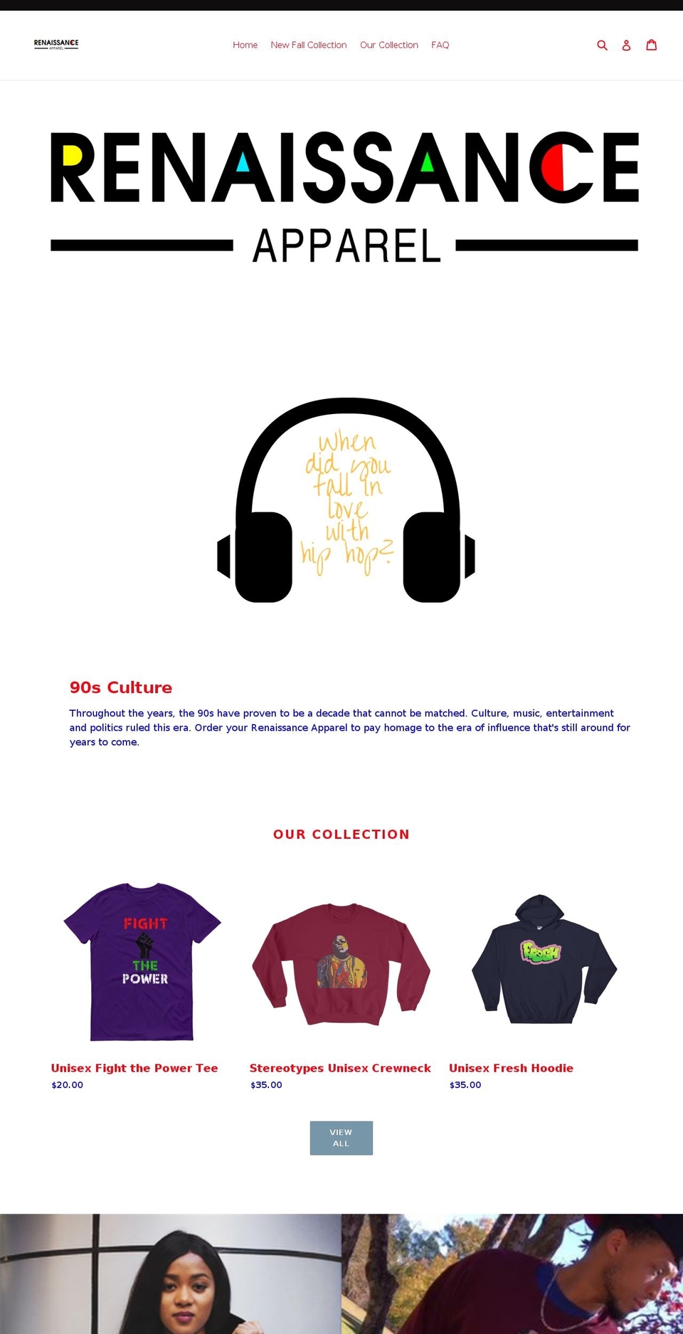 renaissanceapparel.net shopify website screenshot