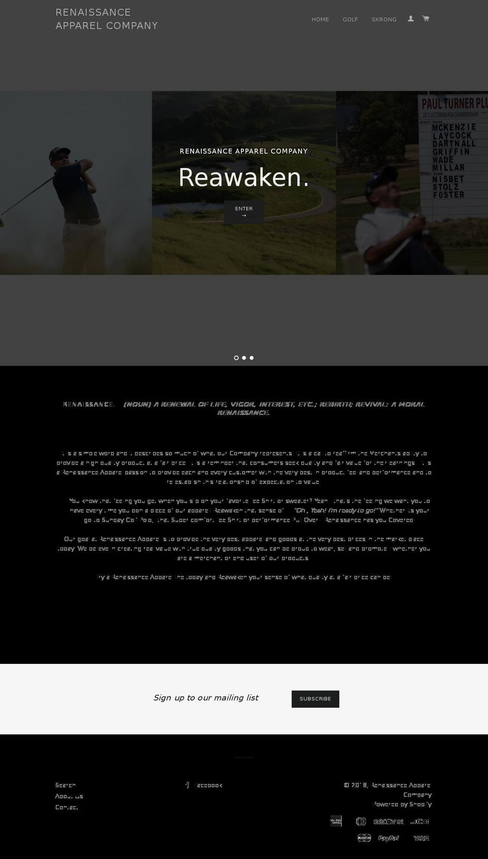 renaissanceapparelcompany.com — Shopify storefront screenshot