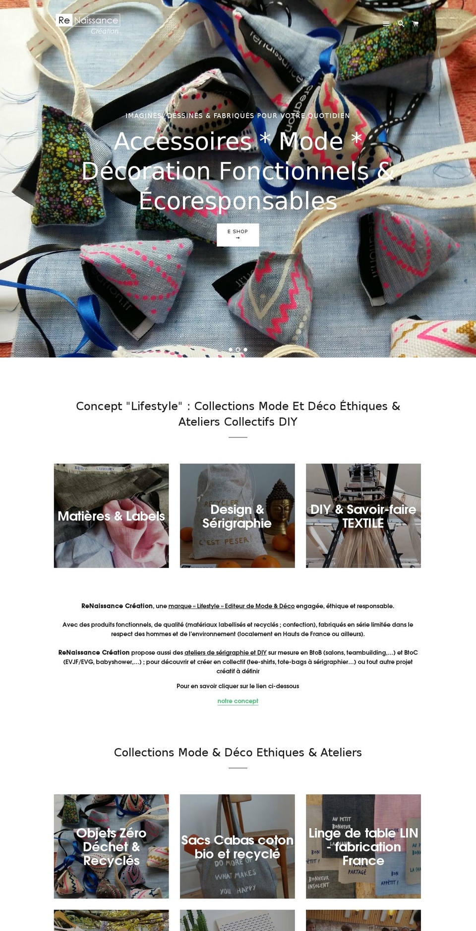 renaissancecreation.net shopify website screenshot