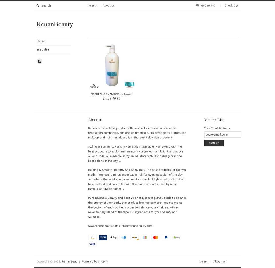 renanbeautyonlinestore.com — Shopify storefront screenshot
