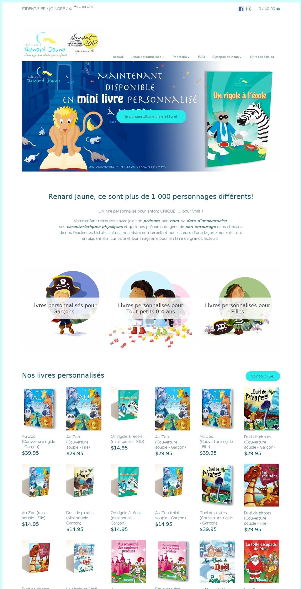 renardjaune.com — Shopify storefront screenshot