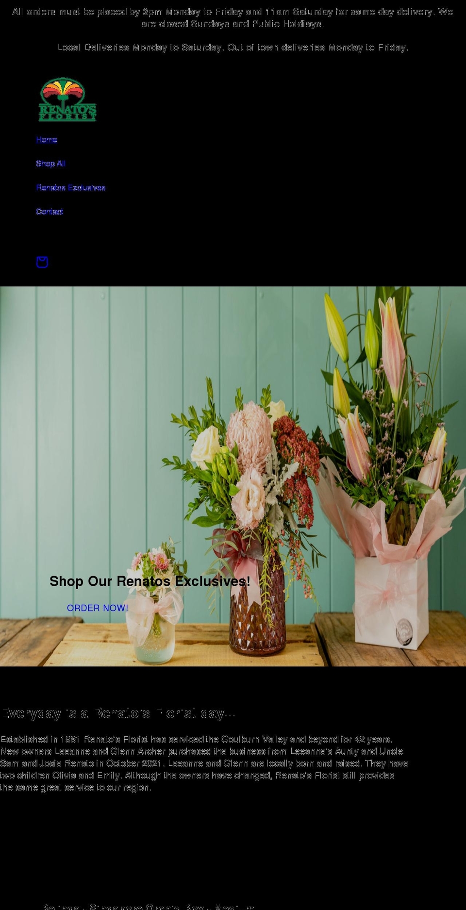 renatosflorist.com.au shopify website screenshot