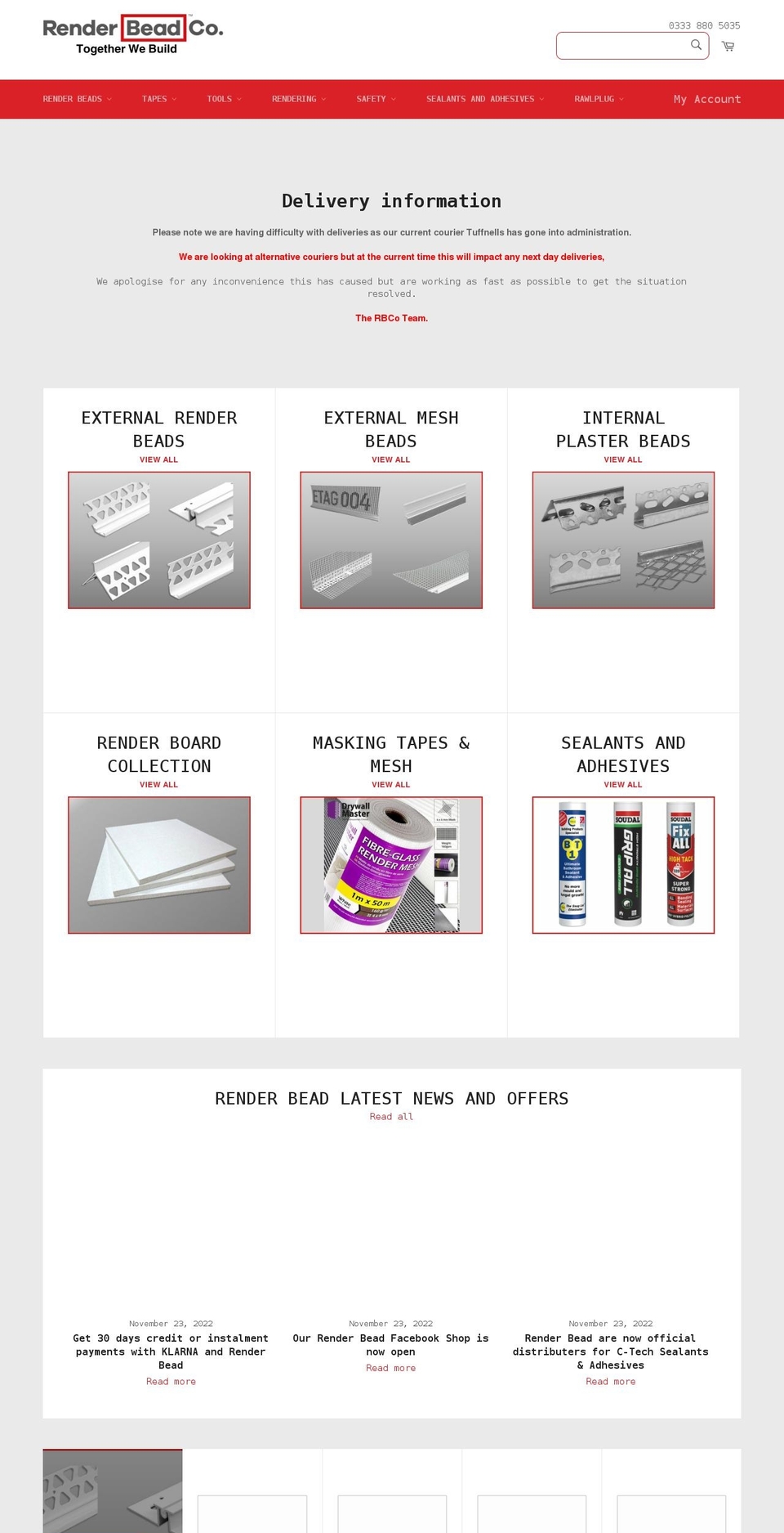renderbeadcompany.co.uk shopify website screenshot