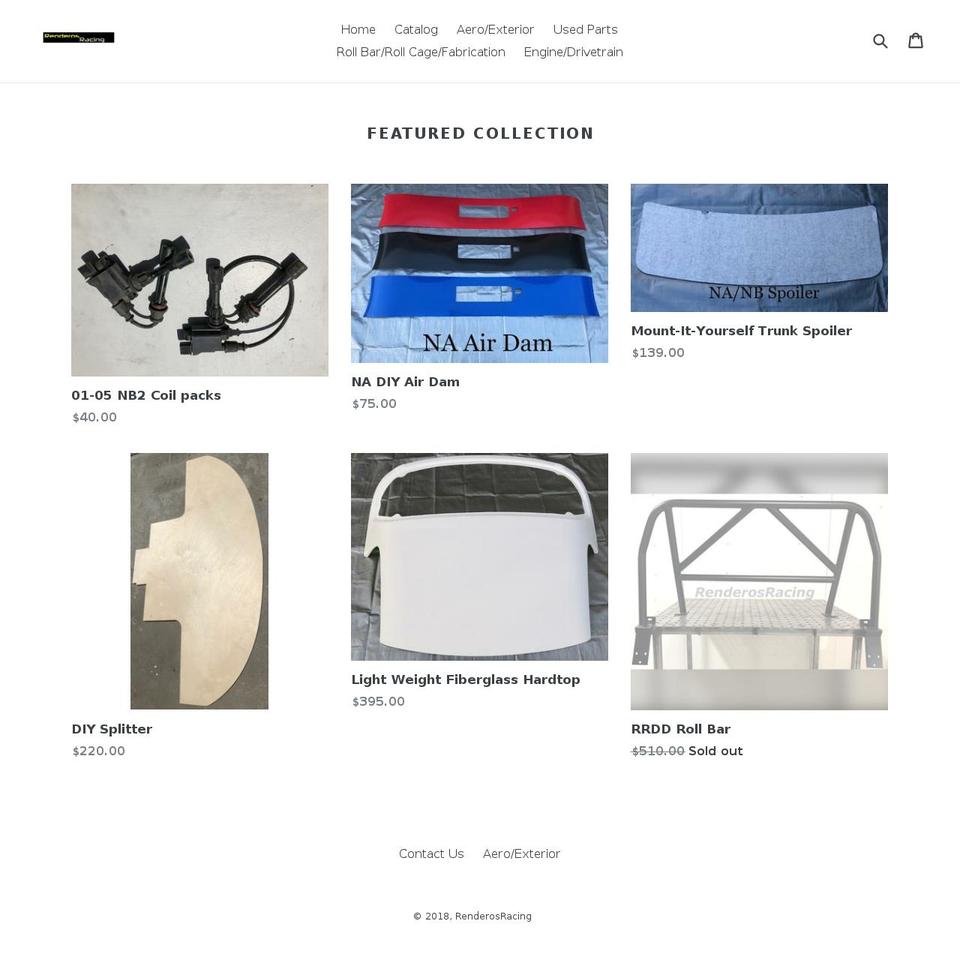renderosracing.com — Shopify storefront screenshot