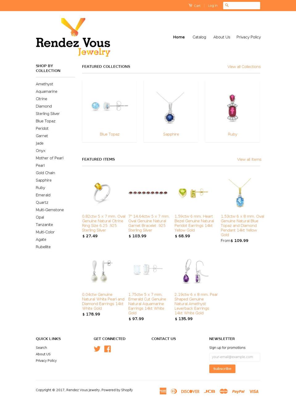rendezvousjewelry.com shopify website screenshot