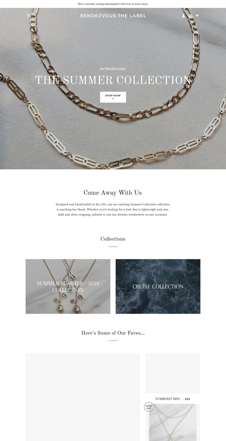 rendezvousthelabel.com — Shopify storefront screenshot