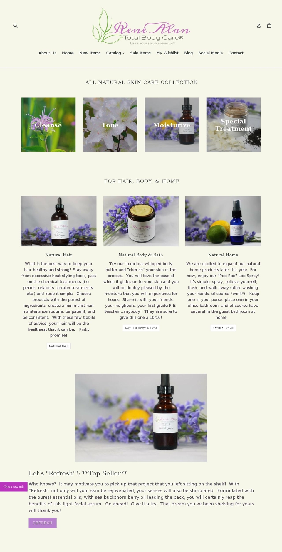 renealanbodycare.com — Shopify storefront screenshot