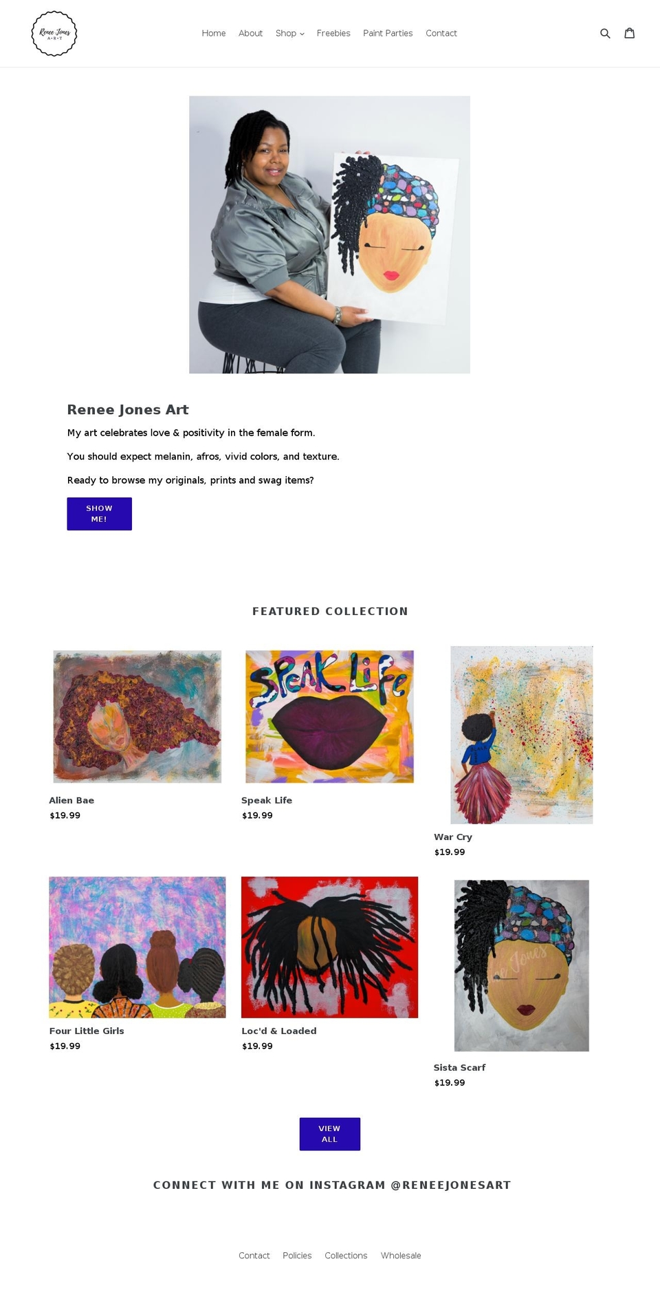 reneejonesart.com — Shopify storefront screenshot