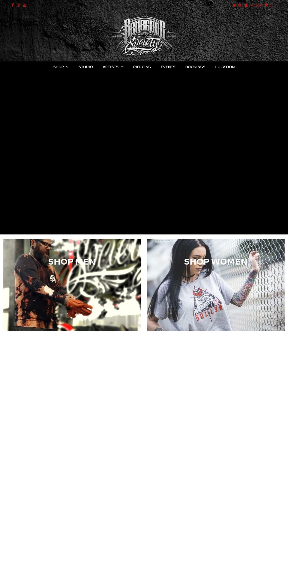 renegadeartsociety.com shopify website screenshot