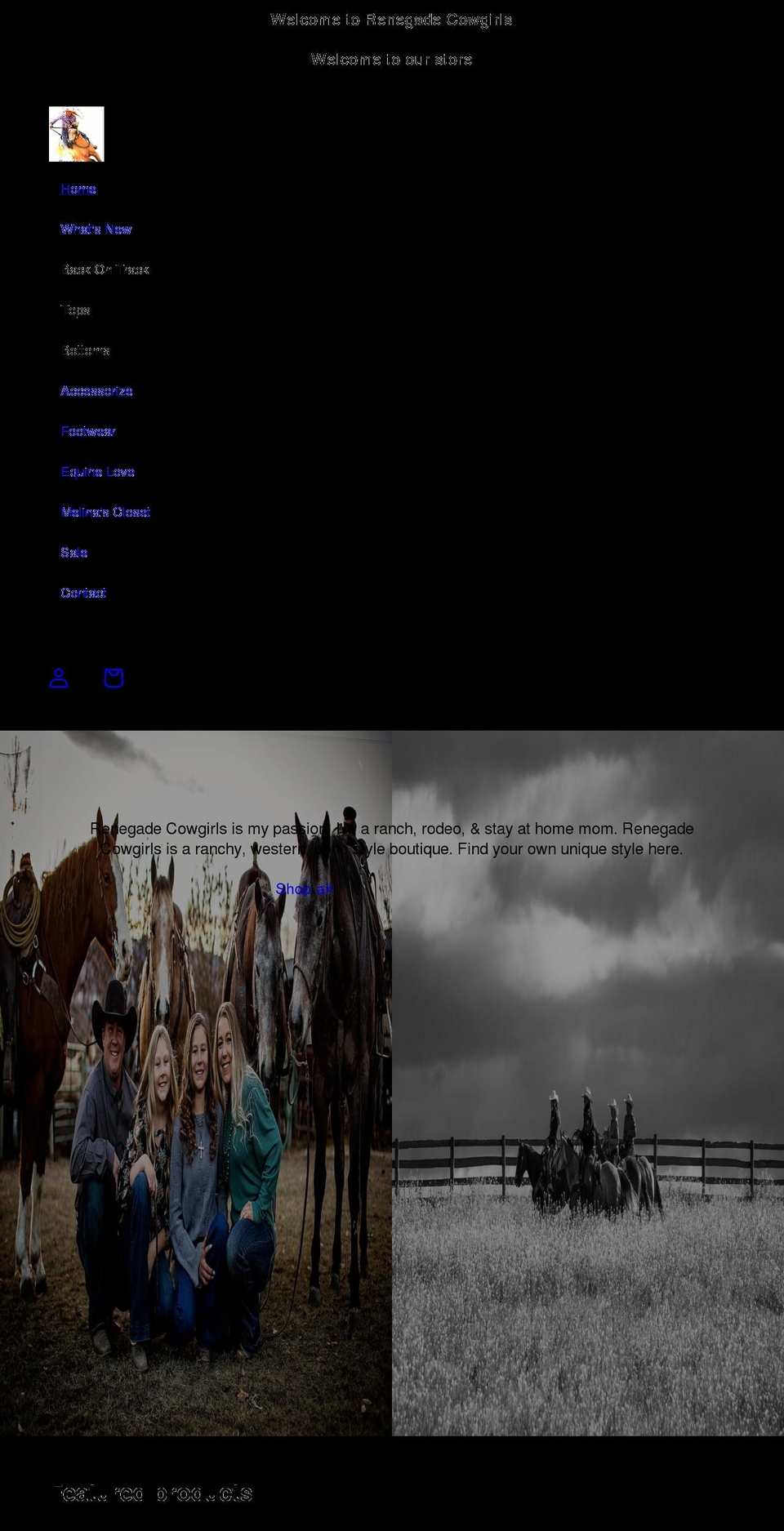 renegadecowgirls.com shopify website screenshot