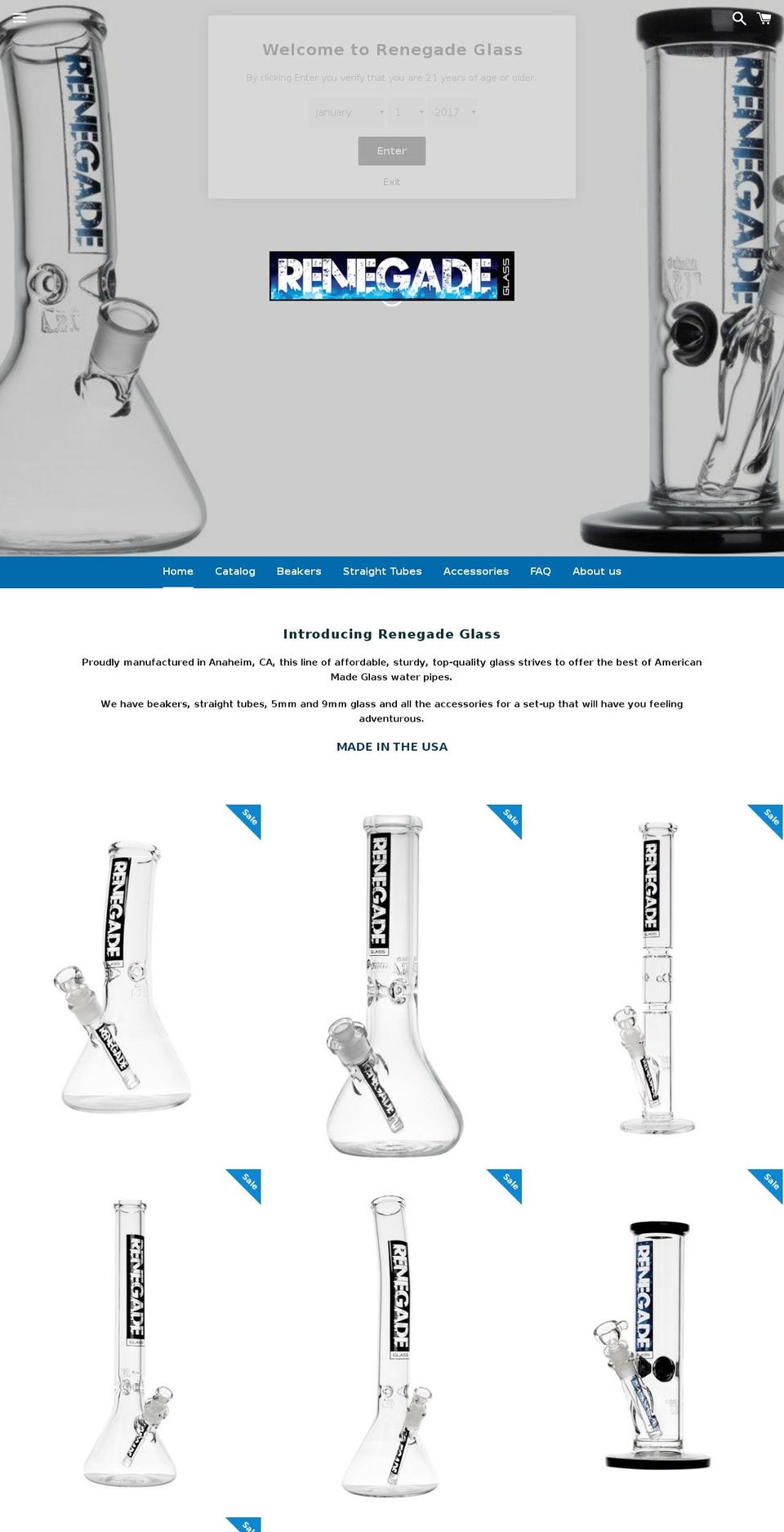 renegadeglass.com shopify website screenshot