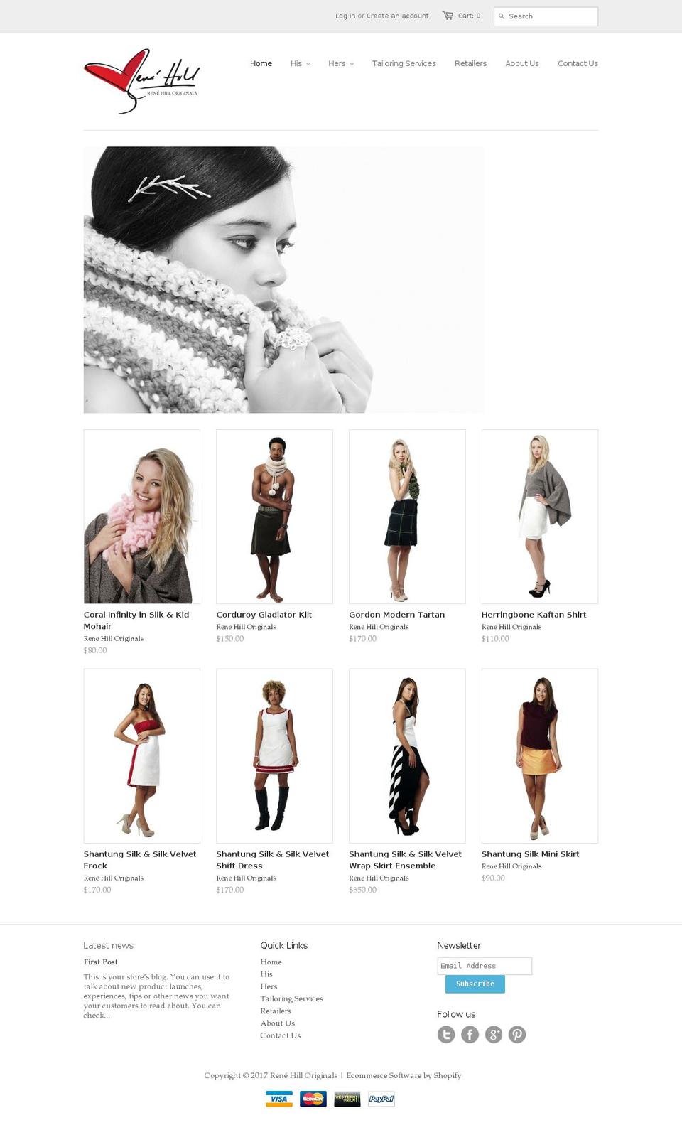renehilloriginals.com shopify website screenshot
