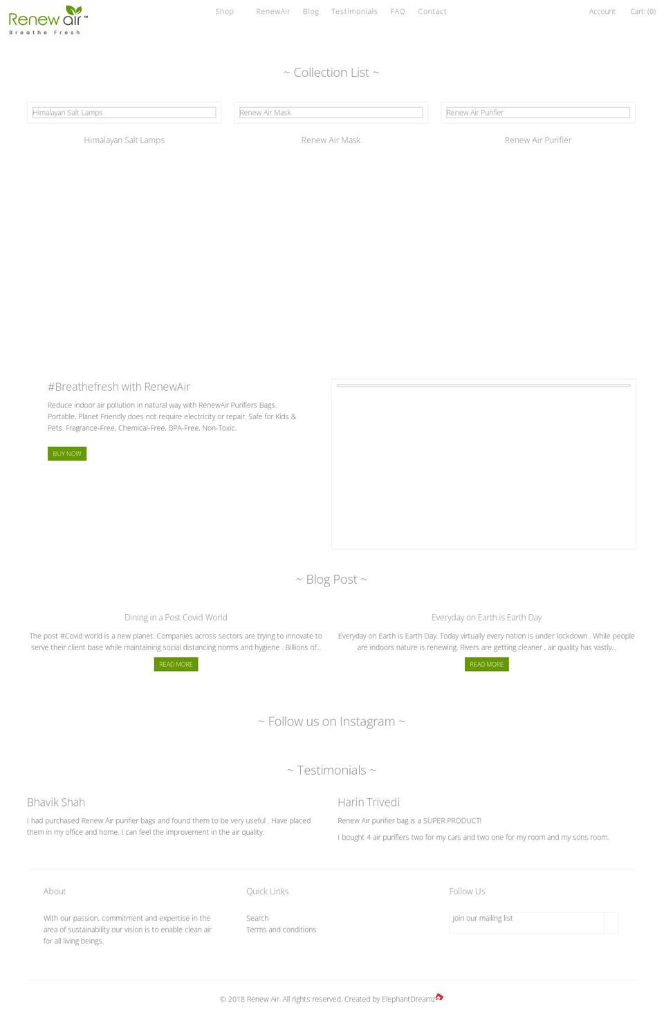 renewair.in shopify website screenshot