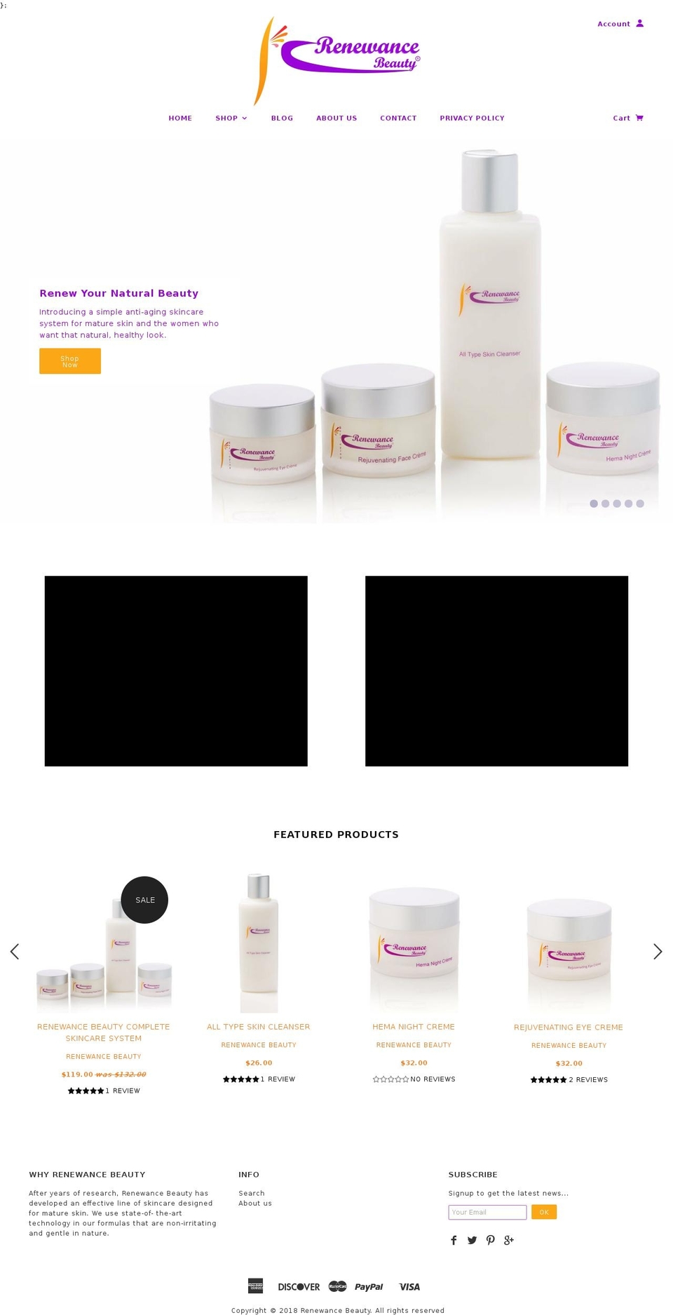 renewancebeauty.com shopify website screenshot