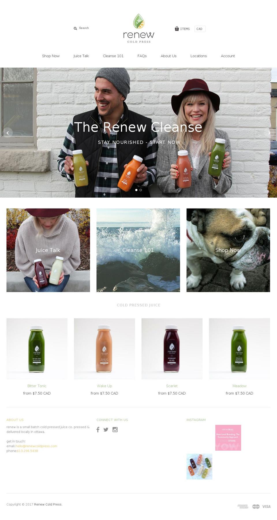 renewcoldpress.com shopify website screenshot