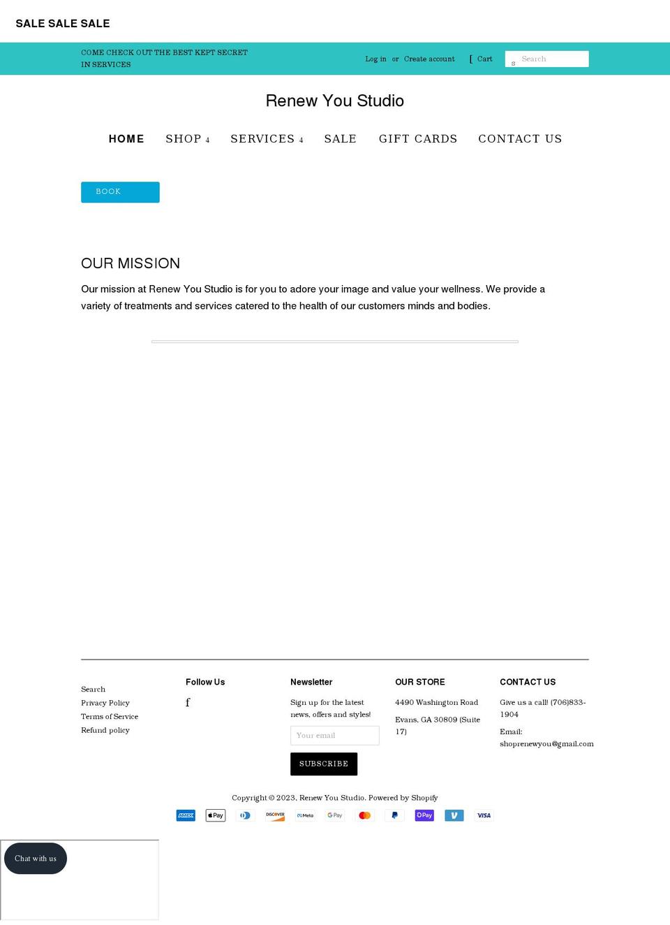 renewyou-studio.com shopify website screenshot