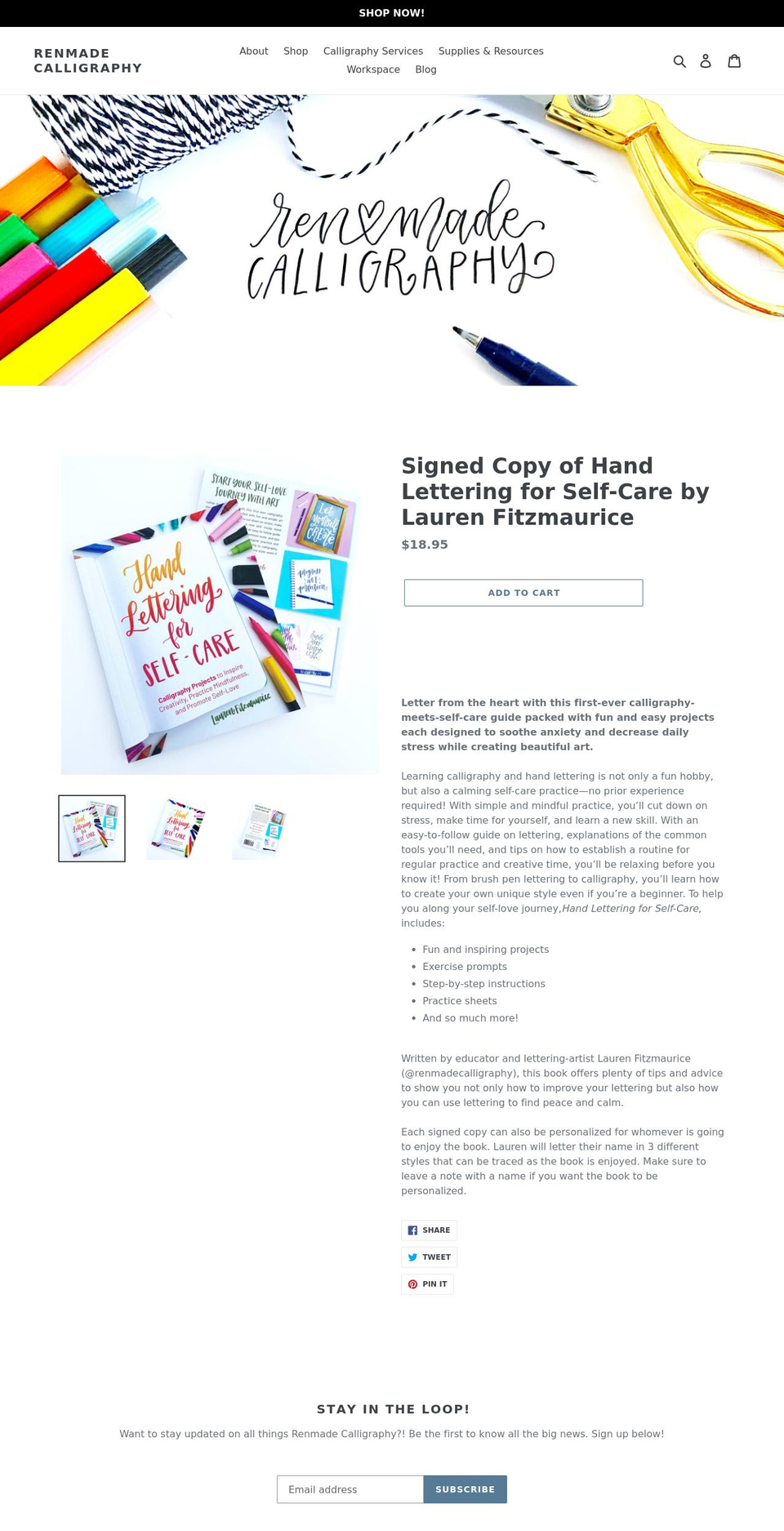 renmadecalligraphy.com shopify website screenshot