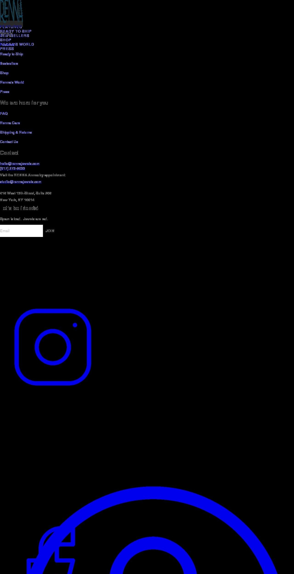 rennajewels.com shopify website screenshot