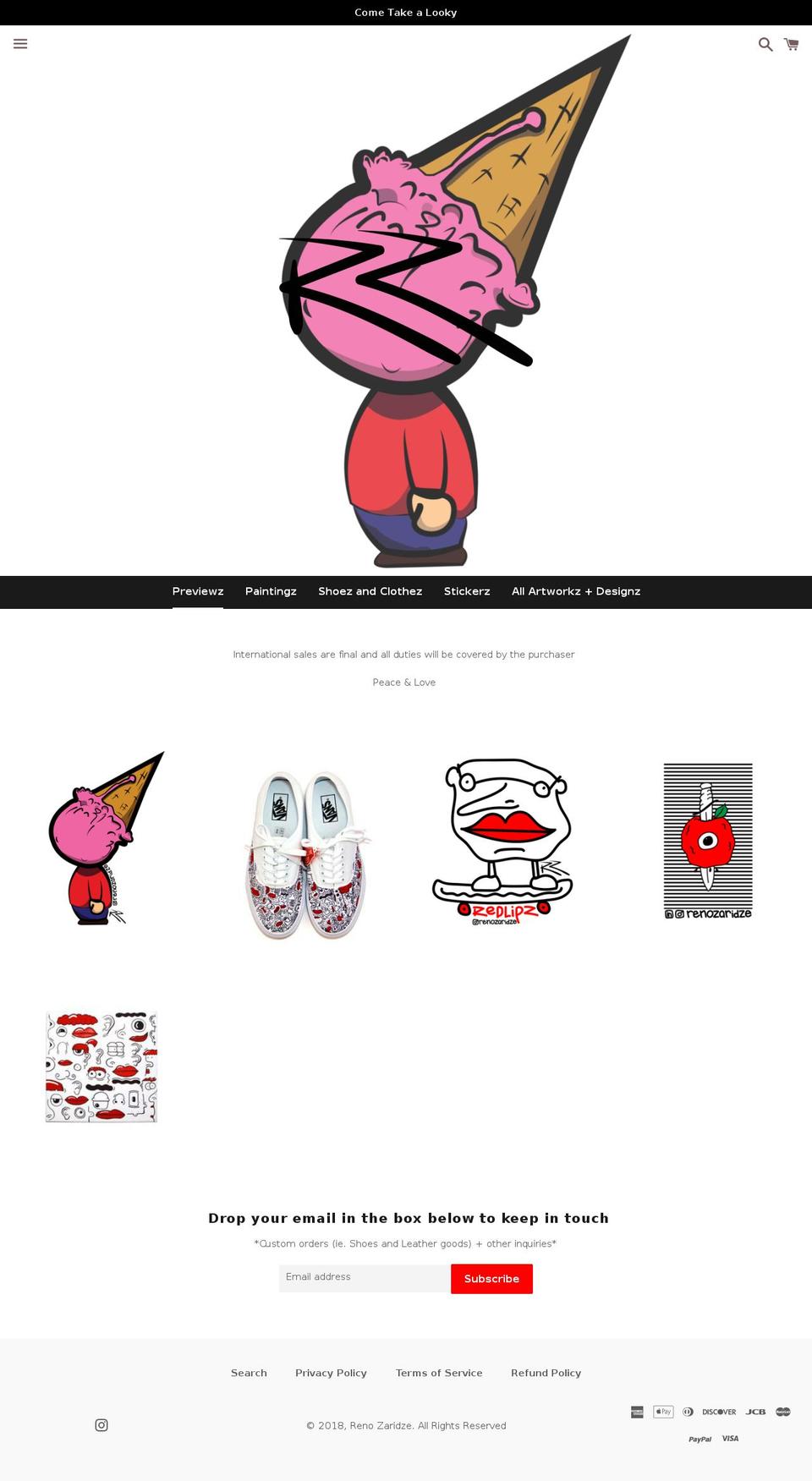 renozaridze.com — Shopify storefront screenshot