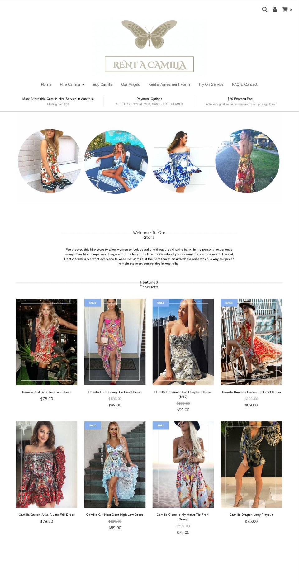 rentacamilla.com — Shopify storefront screenshot