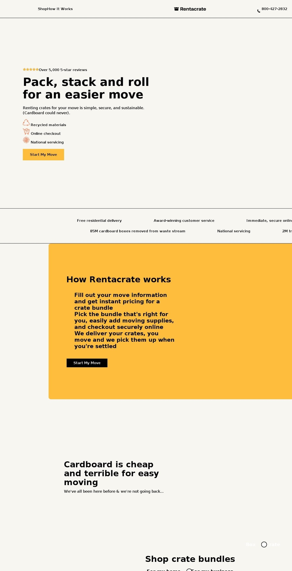 rentacrate.com shopify website screenshot