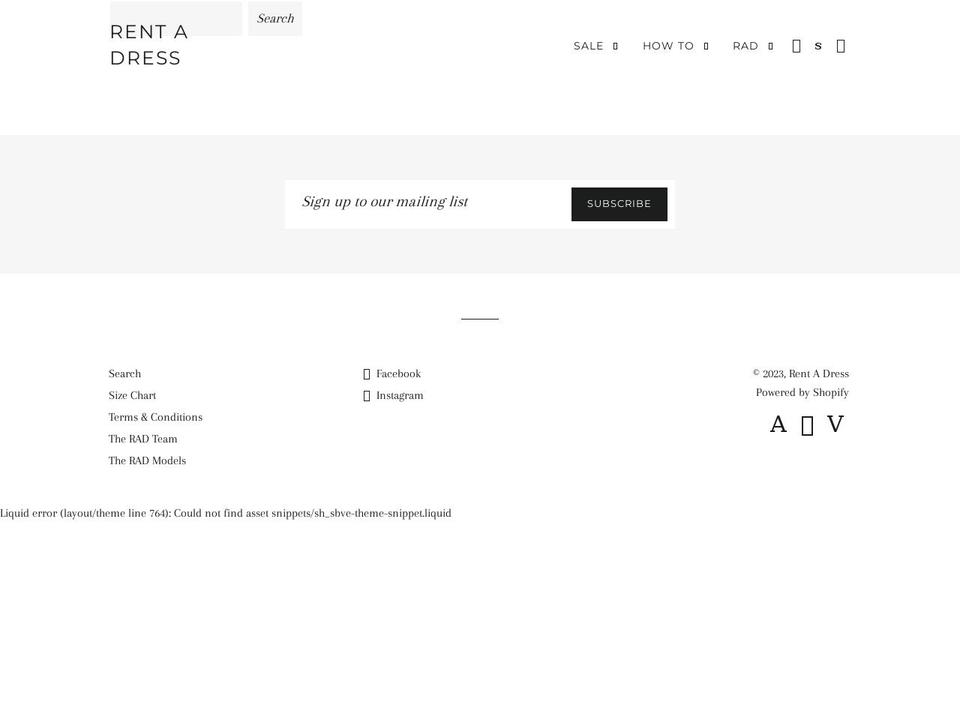 rentadress.net shopify website screenshot