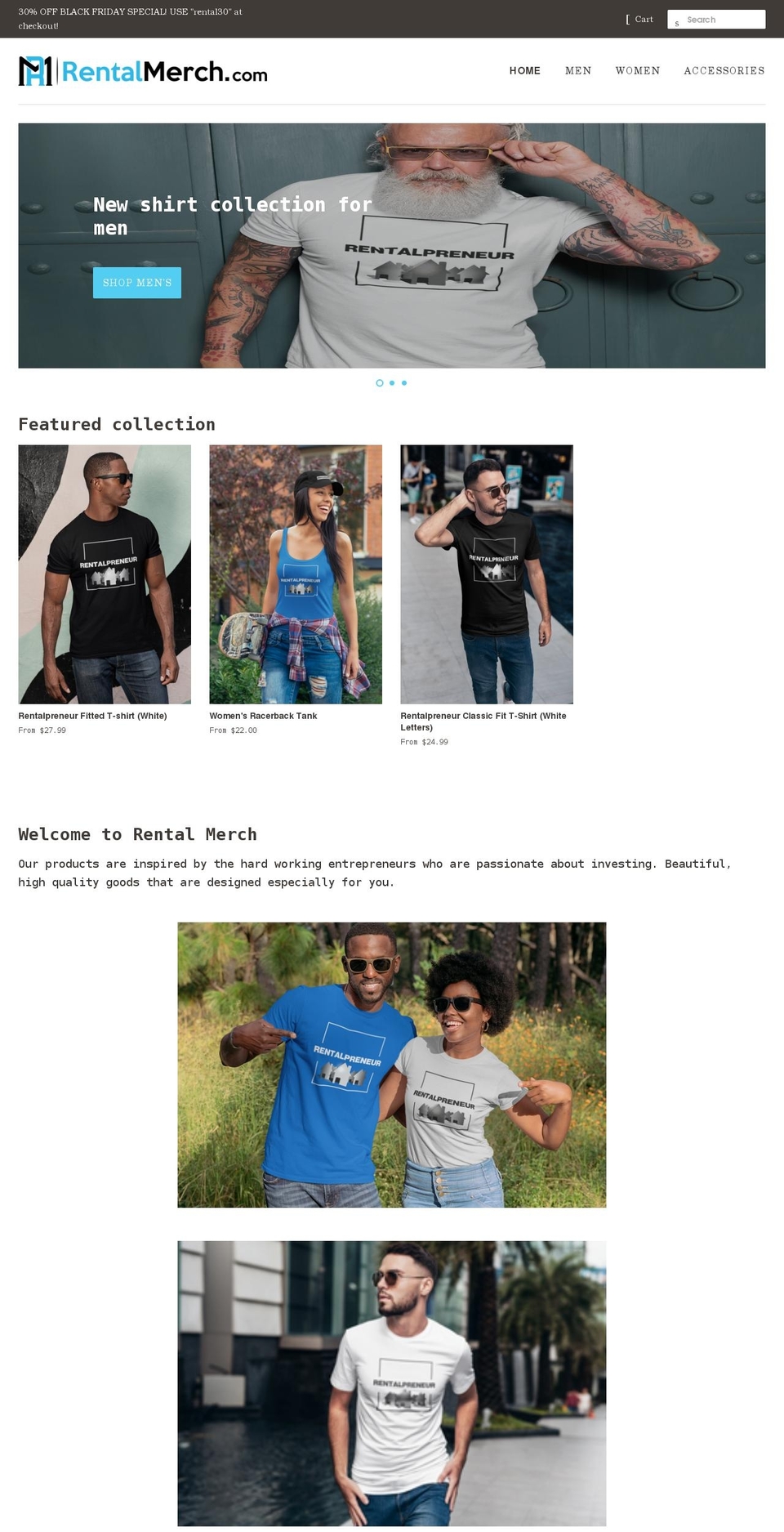rentalmerch.com shopify website screenshot