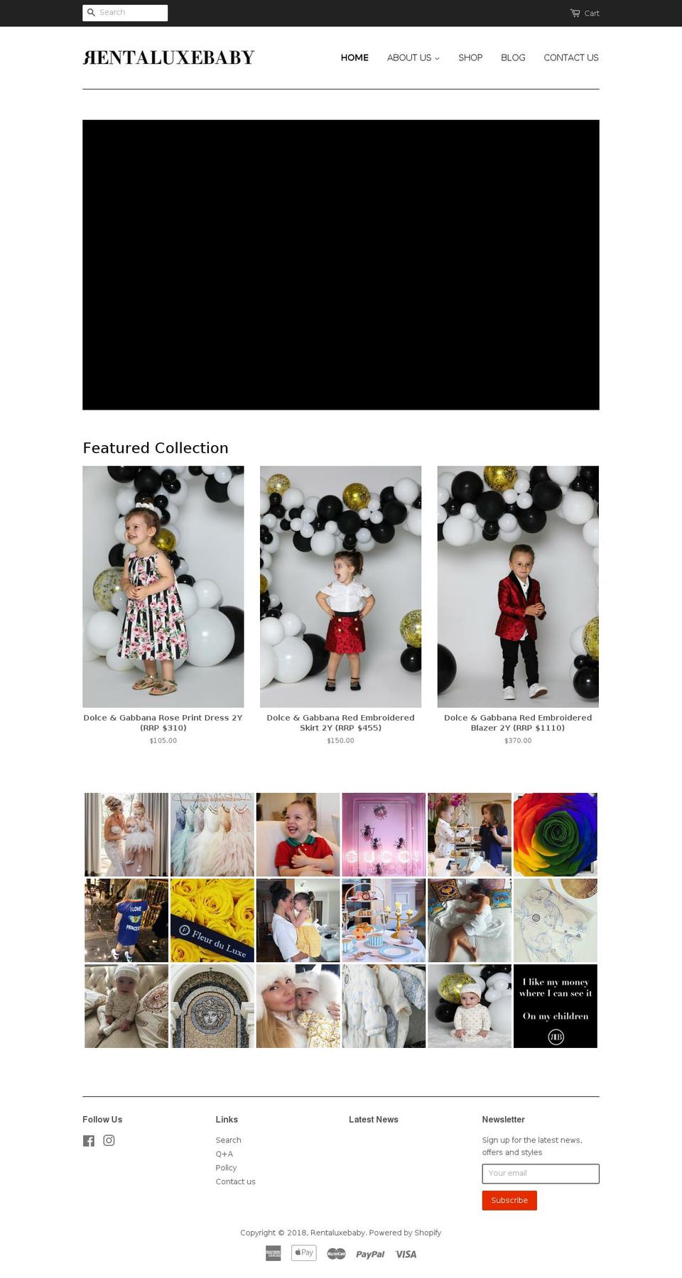 rentaluxebaby.com — Shopify storefront screenshot