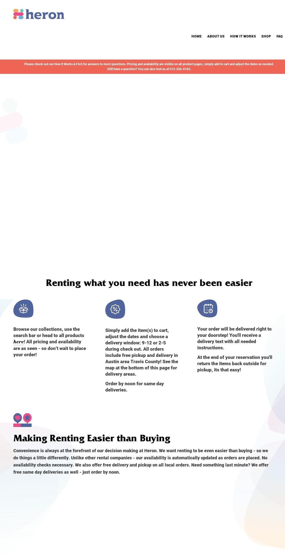 rentheron.com shopify website screenshot
