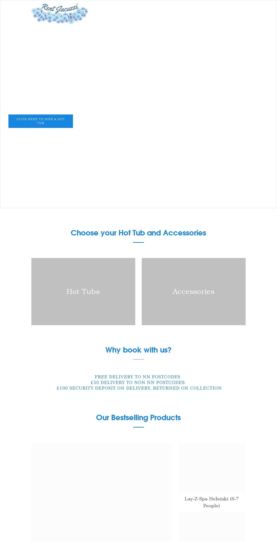 rentjacuzzi.co.uk shopify website screenshot
