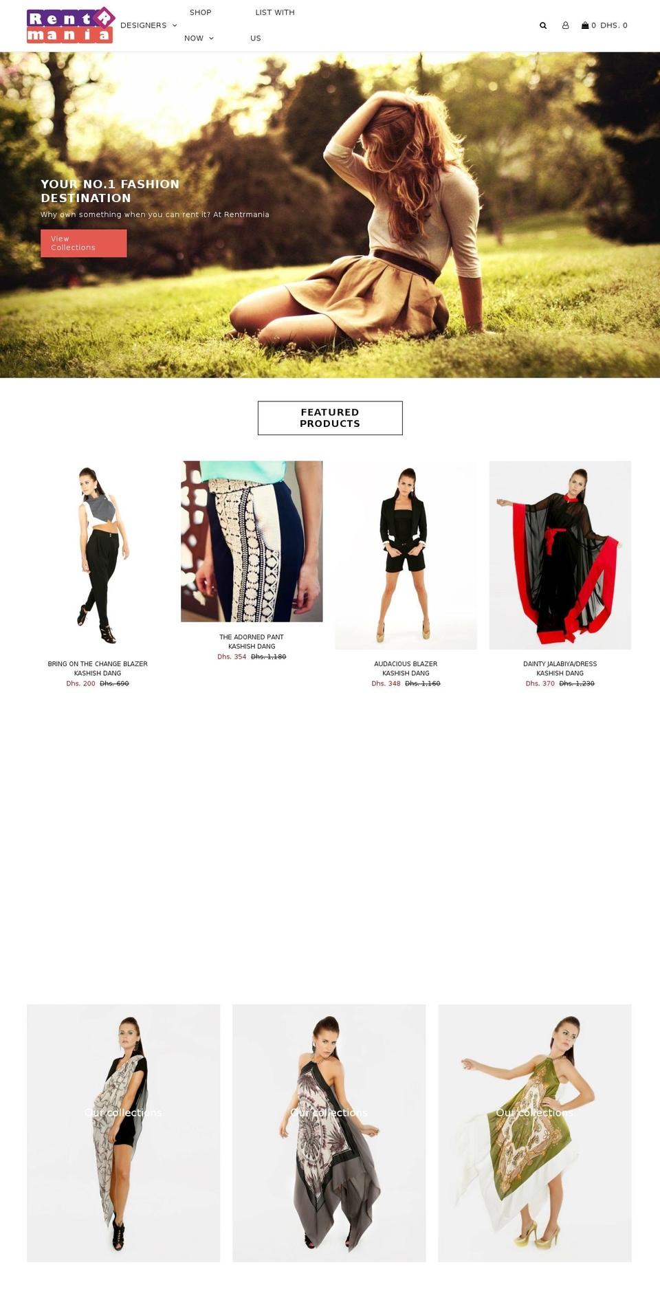 rentrmania.com shopify website screenshot
