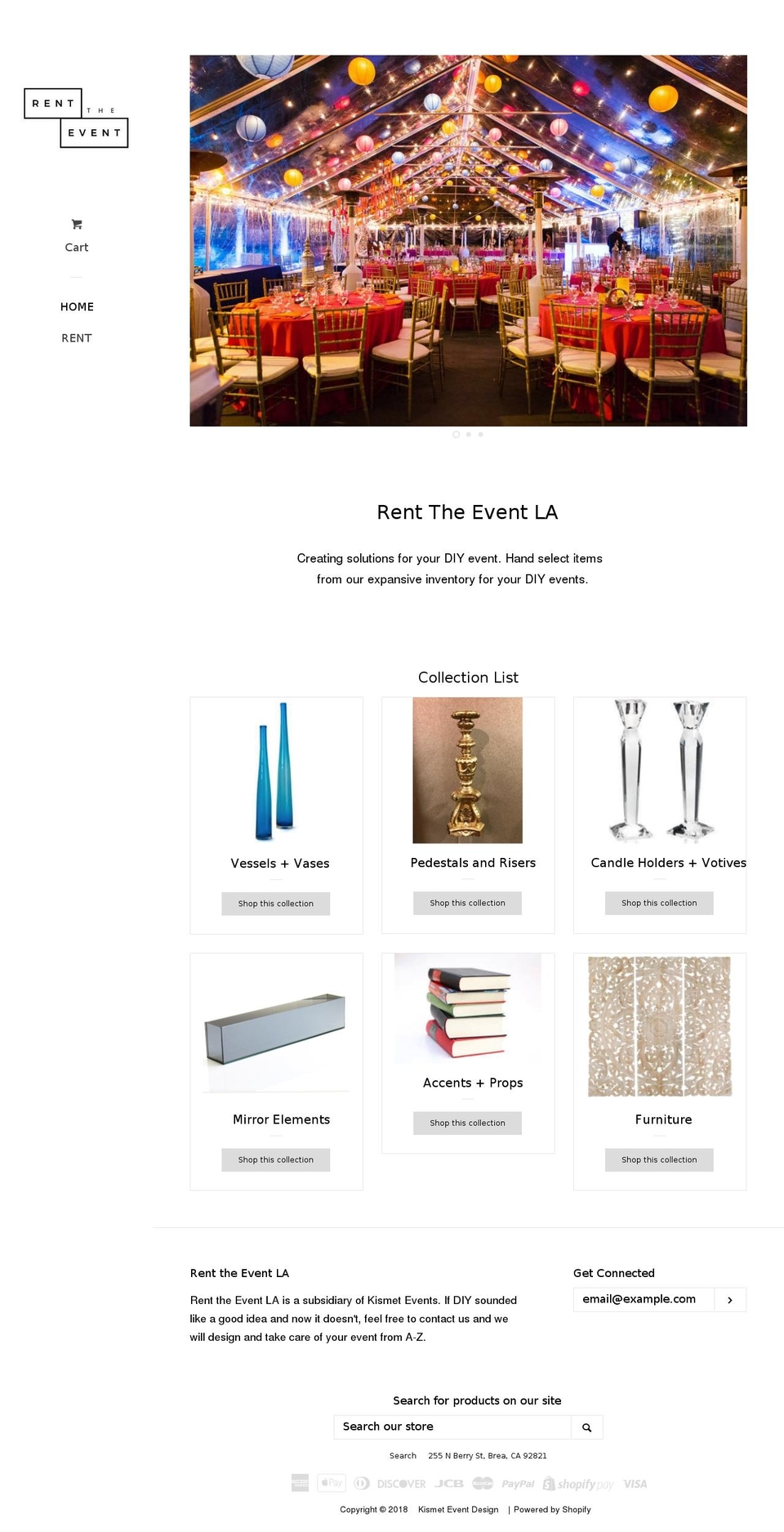 renttheeventla.com — Shopify storefront screenshot