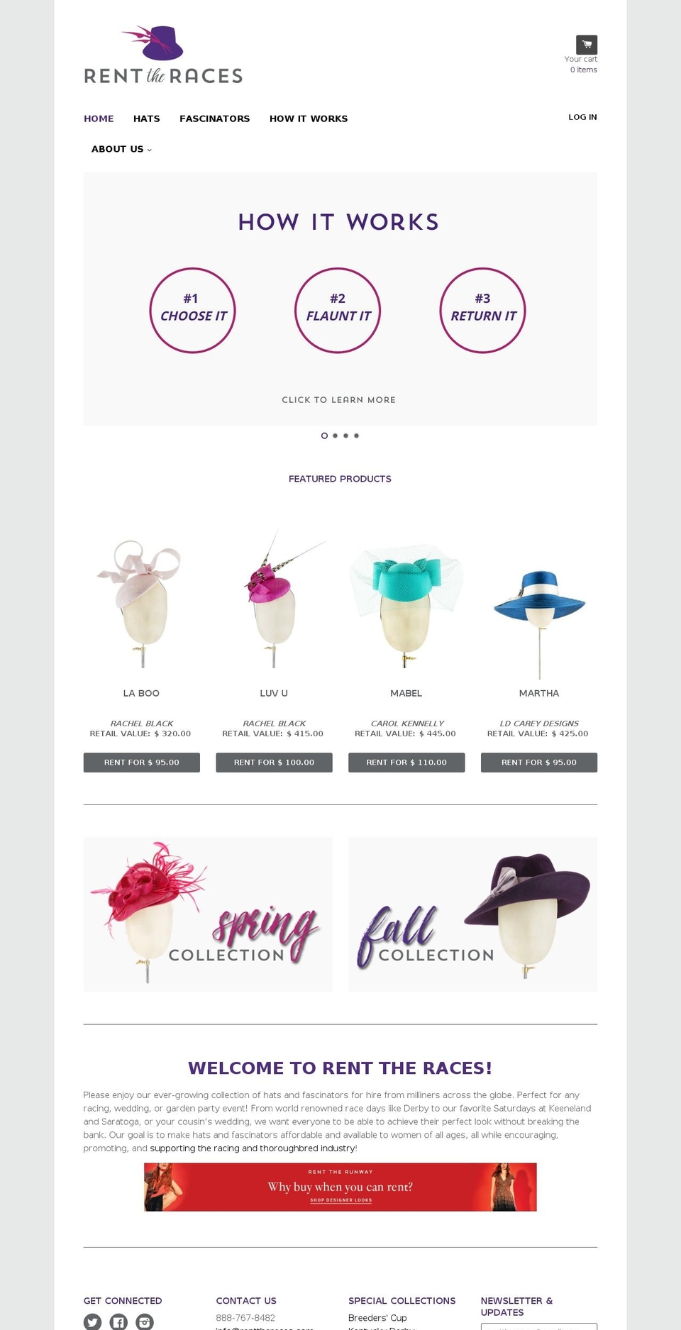 renttheraces.com shopify website screenshot