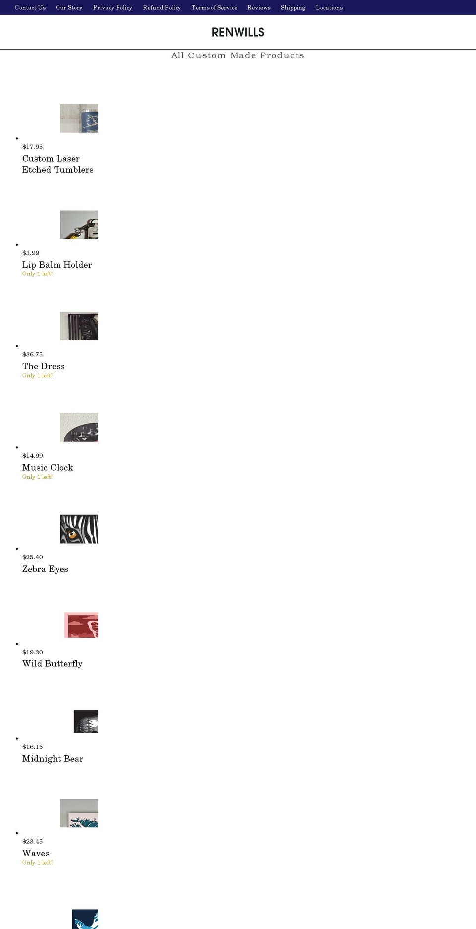 renwills.com shopify website screenshot
