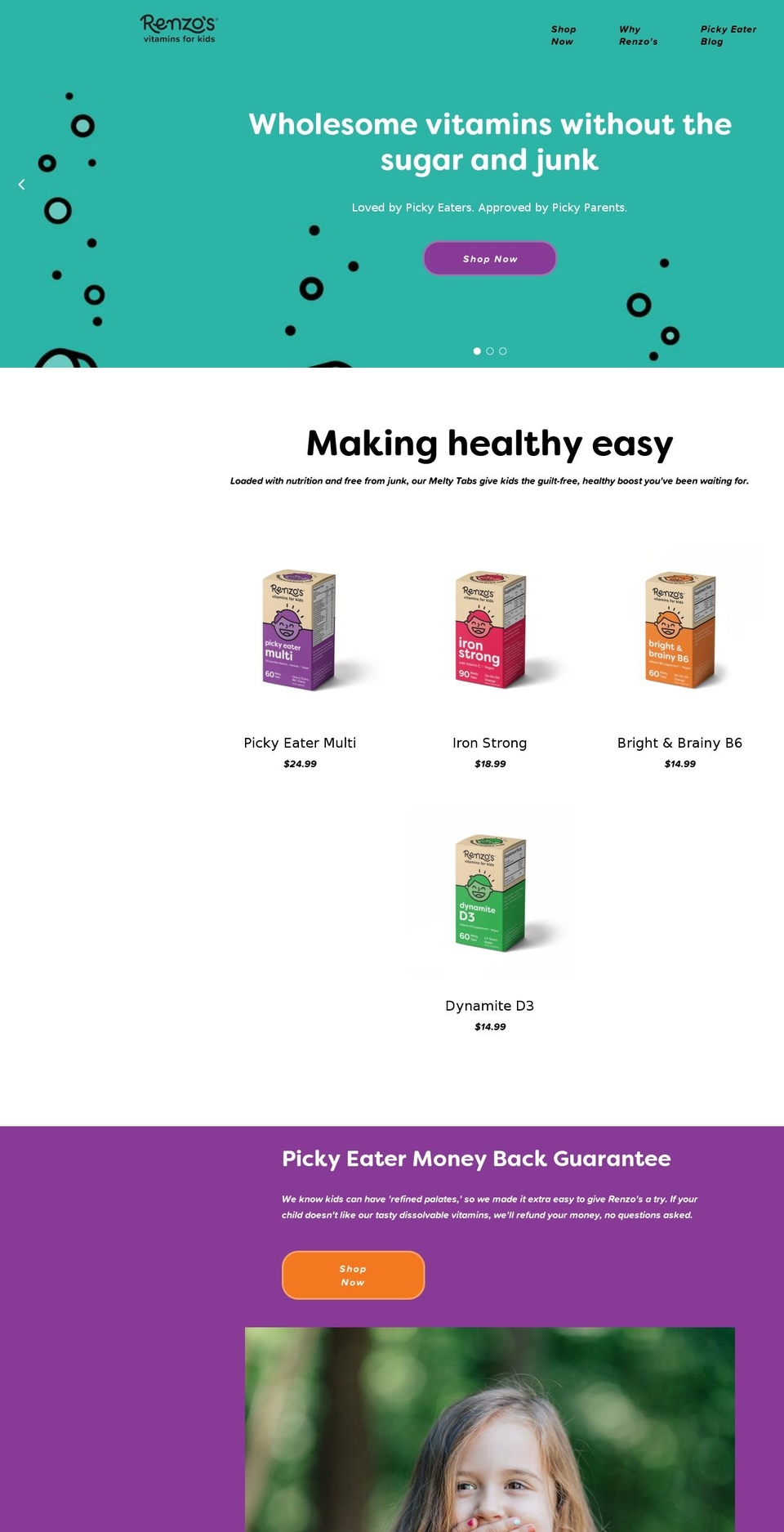 renzosvitamins.com shopify website screenshot