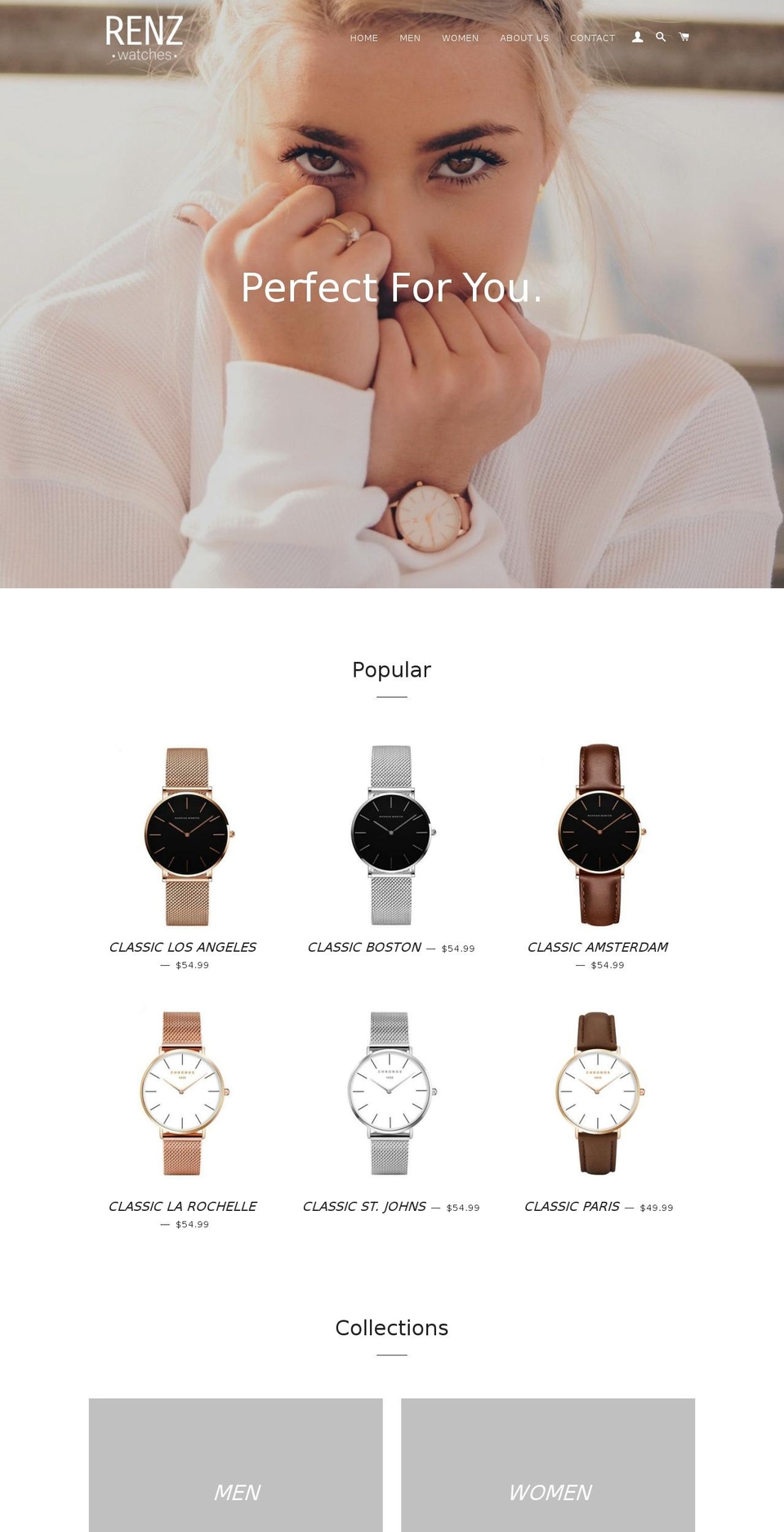 renzwatches.com shopify website screenshot