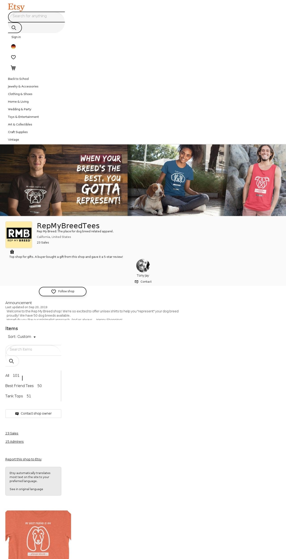 rep-my-breed.com — Shopify storefront screenshot
