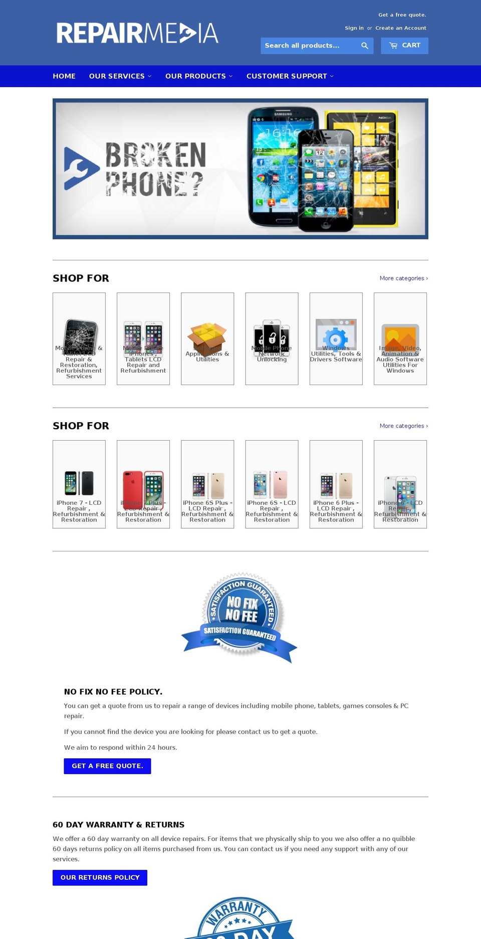 repairmedia.com shopify website screenshot