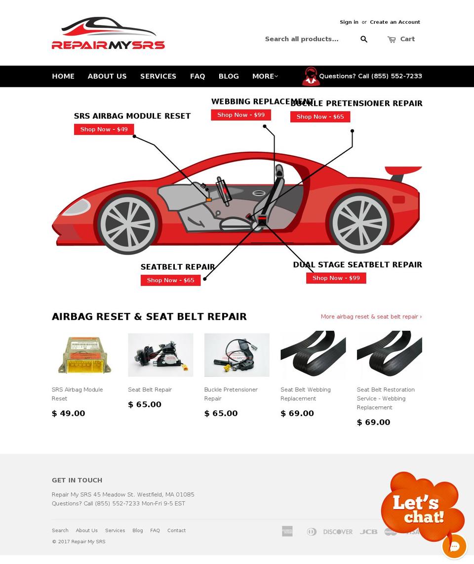 repairmysrs.com shopify website screenshot