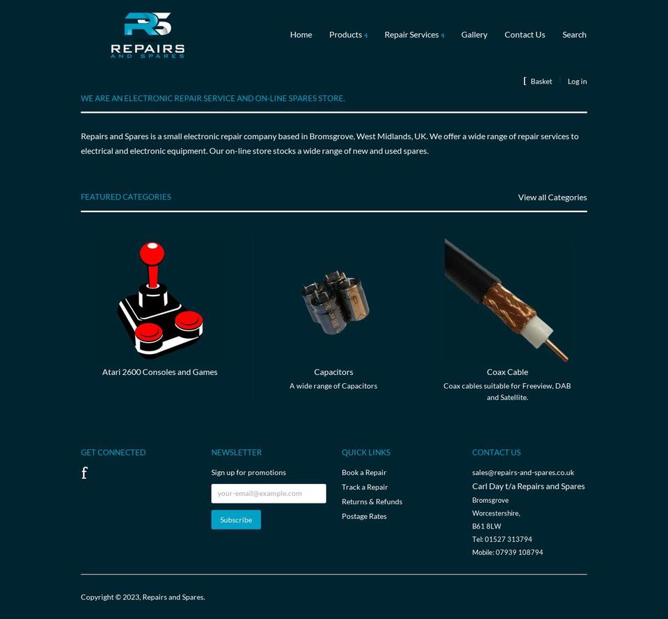 repairs-and-spares.co.uk shopify website screenshot