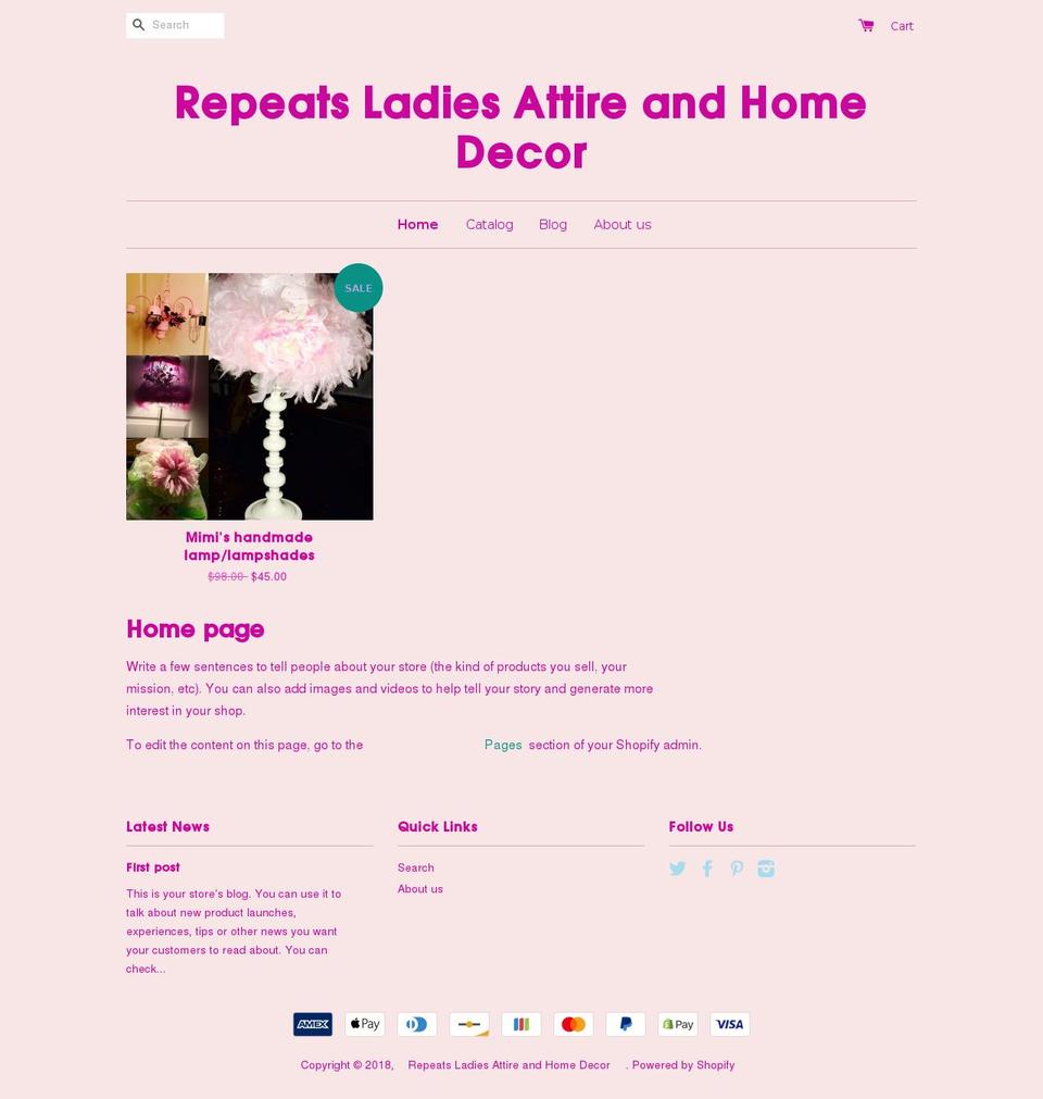 repeats-ladies-attire-home-decor.com shopify website screenshot