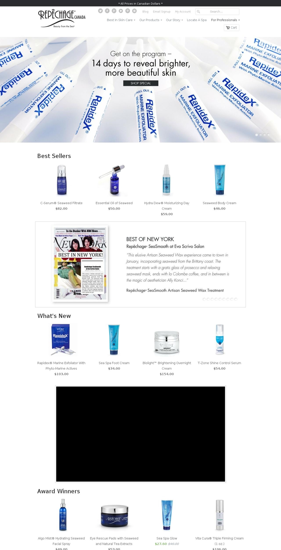 repechage.ca shopify website screenshot